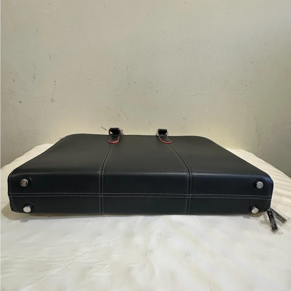 Platinum Classic Black Men's Briefcase with Red Accents